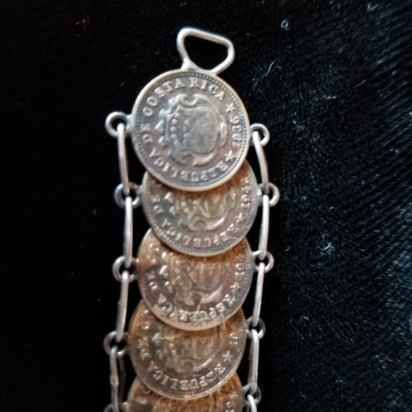 Antique 750 Silver Centavos Mexican Coin Link Brac - Picture 3 of 5